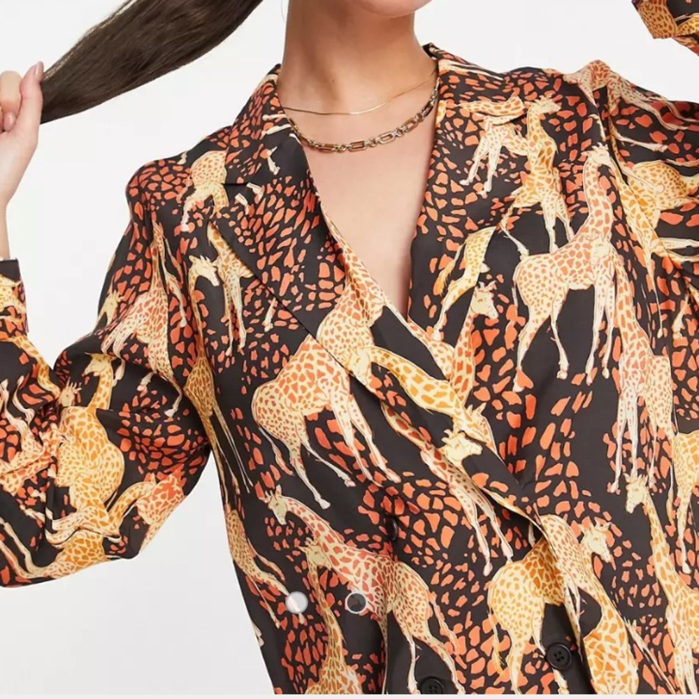 & Other Stories Giraffe Print Blouse NWT